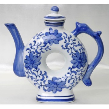 Vintage Porcelain Teapot Blue and White floral functional decorative collectible