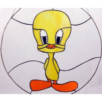 Photo 3 of Nostalgic Tweety Bird Stained Glass Hanging 20" Decor Looney Tunes Window Charm