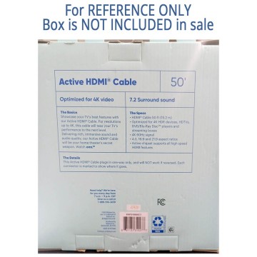 Photo 4 of ONN Active HDMI Cable 50 ft Nylon-Braided for TV up to 4K AVAP50100008272