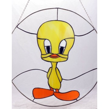 Photo 4 of Nostalgic Tweety Bird Stained Glass Hanging 20" Decor Looney Tunes Window Charm