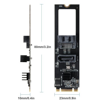Photo 3 of M.2 to SATA Adapter Card - NGFF (M.2) 2280 B+M Key, 2 SATA Ports