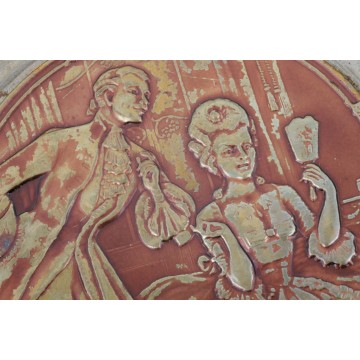 Photo 4 of Vintage Embossed Metal Plate 18th Century Courting Couple Wall Decor Art