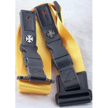 Mugig Adjustable Guitar Strap – Black Nylon, Maltese Cross Detail